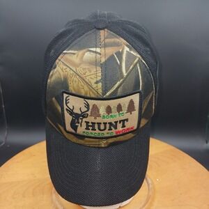 Pit Bull Born To Hunt Hat Camo Hunting Black Mesh Trucker Cap Outdoorsman